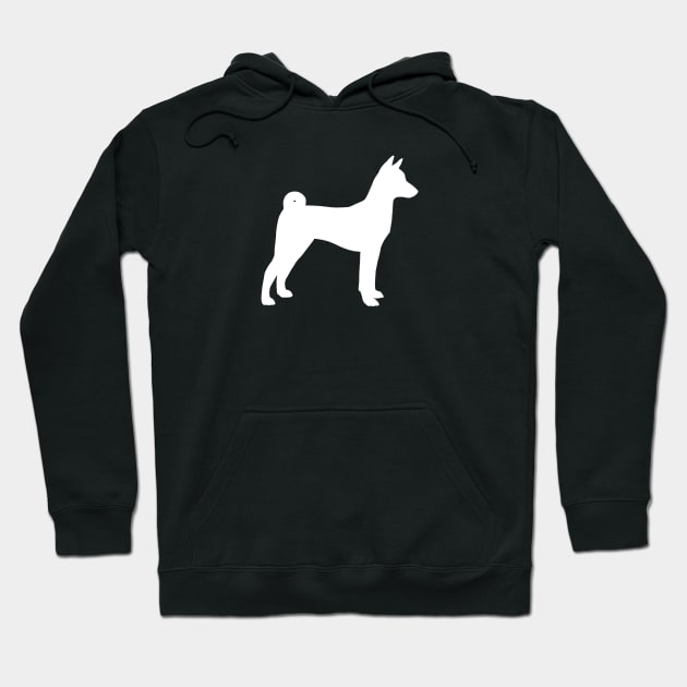 White Basenji Dog Breed Silhouette Hoodie by Coffee Squirrel